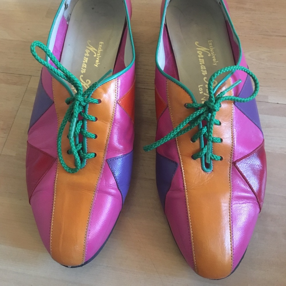 Vintage Geometric Pattern Lace Up Loafer Sz 8